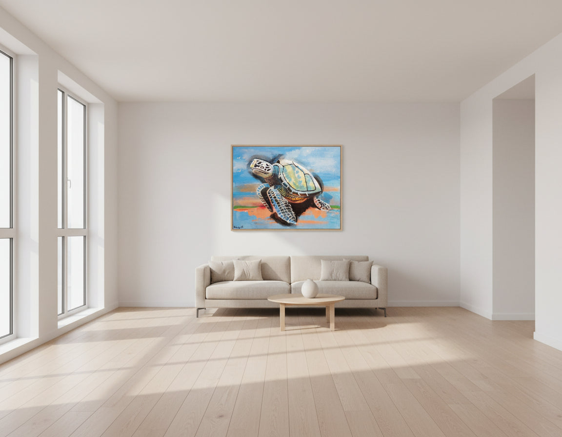 11" x 14" original art paintings living room hand signed| Turtle and Beach