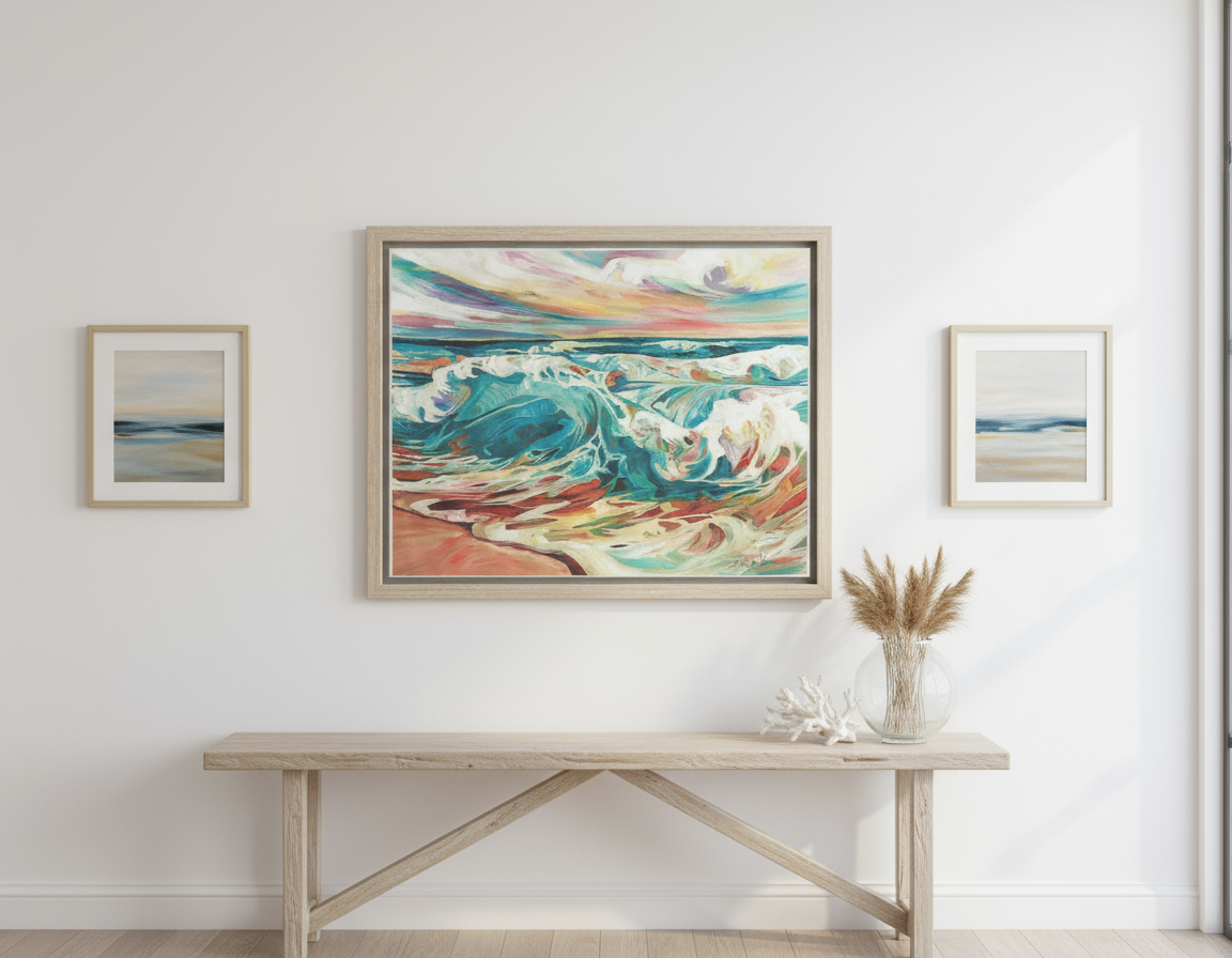 A Vero Beach impressionist painting in coastal gallery setting