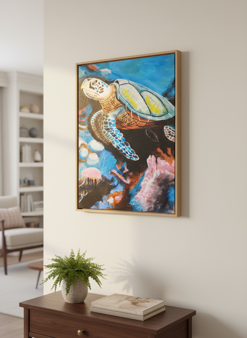 Cruisin' Terrapin painting in elegant gallery setting