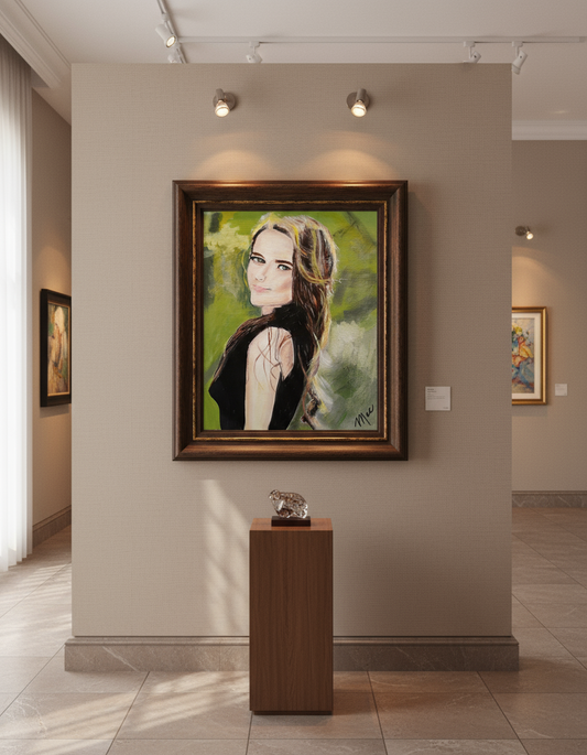 Lady in the Forest painting in elegant gallery setting