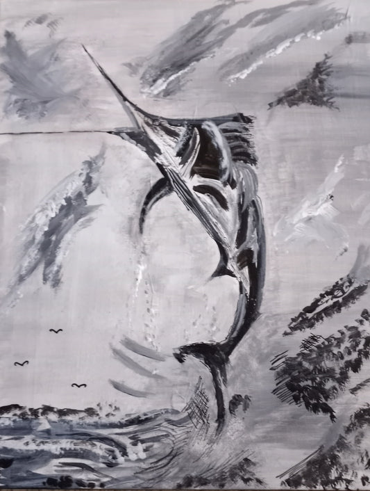 16" x 20" Original art painting hand signed acrylic| Airborne 1